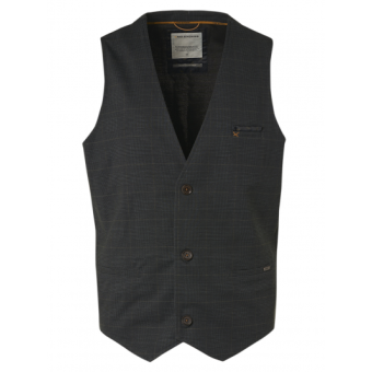 No Excess gilet, printed check jersey unlined stretch black